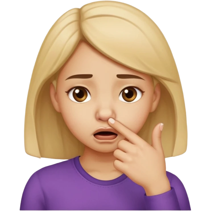 create a girl who is pinching her nose because she is smelling something bad emoji