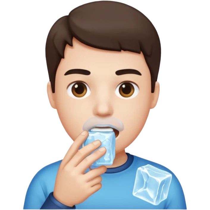 یک شکلک که یک ادم در دهان ان یخ است emoji