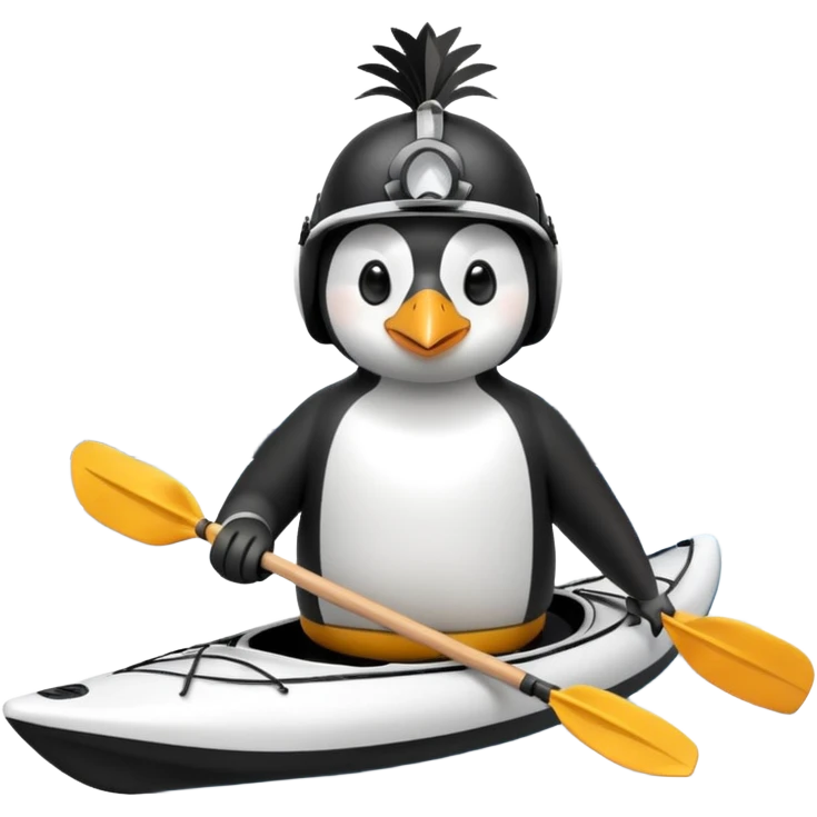 penguen kayakçı kasklı emoji
