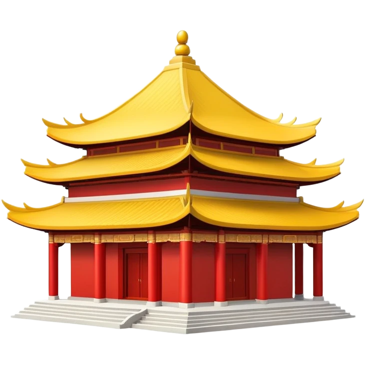 Simple Chinese temple building icon like standard emoji, iconic representation with upturned roof eaves emoji