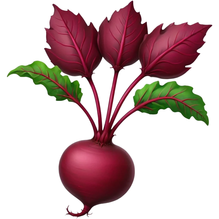 whole beetroot with a long, curved green leaf stem emoji