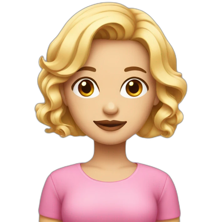 Mujer rubia con rosado cabello corto emoji