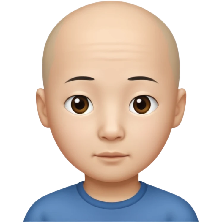 asian boy with a small face, small nose and bald hair emoji