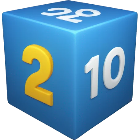 a pespective blue cube with text 120 on the rightside emoji