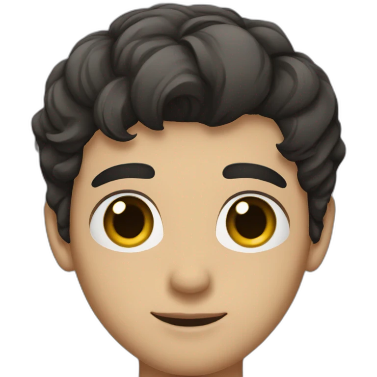 a man with short dark hair and dark eyes with large eyelashes and full lips emoji