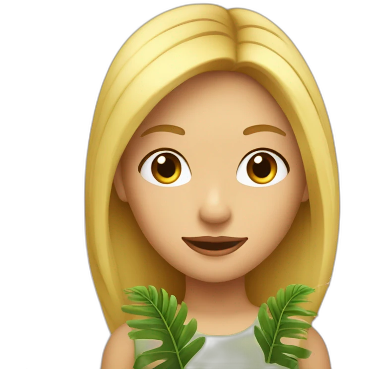 Fille blonde avec gros frond emoji