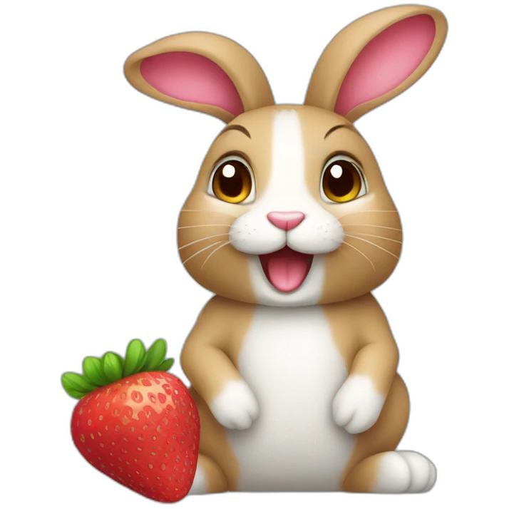 Bunny with strawberry emoji