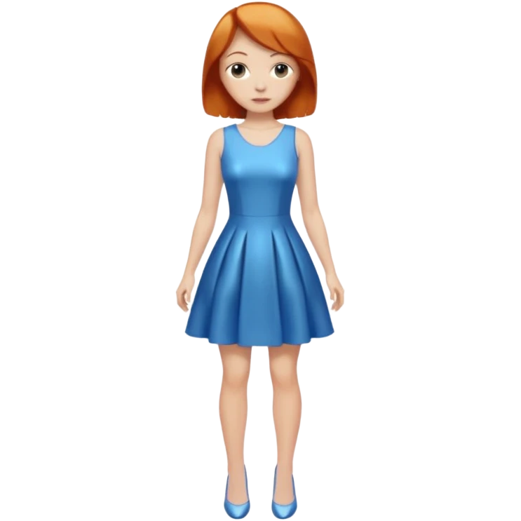 woman lshort ginger hair blue shiney dress full body emoji