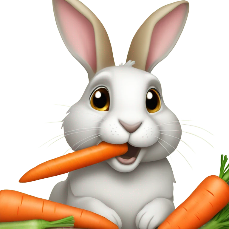 Rabbit eating carrots emoji