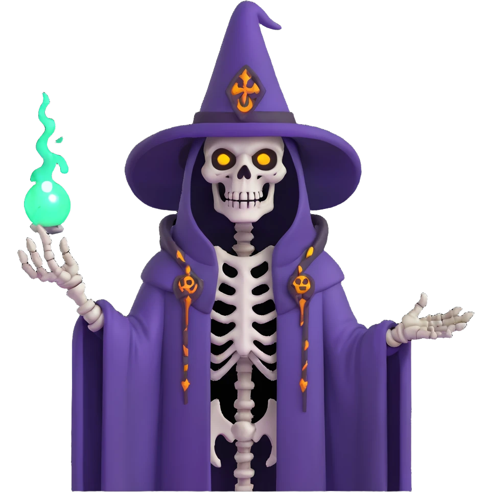 undead skeleton lich wizard with glowing eyes emoji