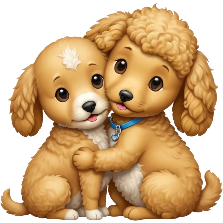 two cute dogs hugging in love  emoji