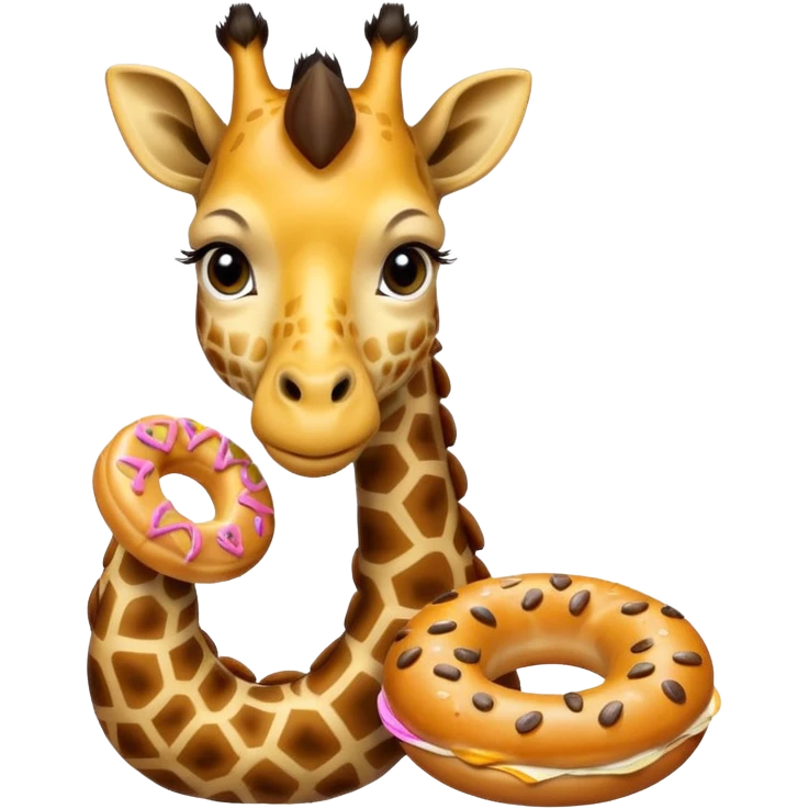 giraffe holding bagel emoji