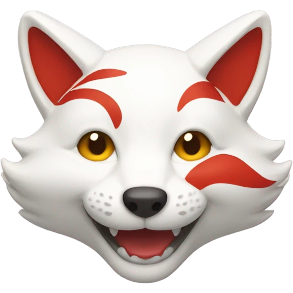 Red and white katsune head smiling emoji