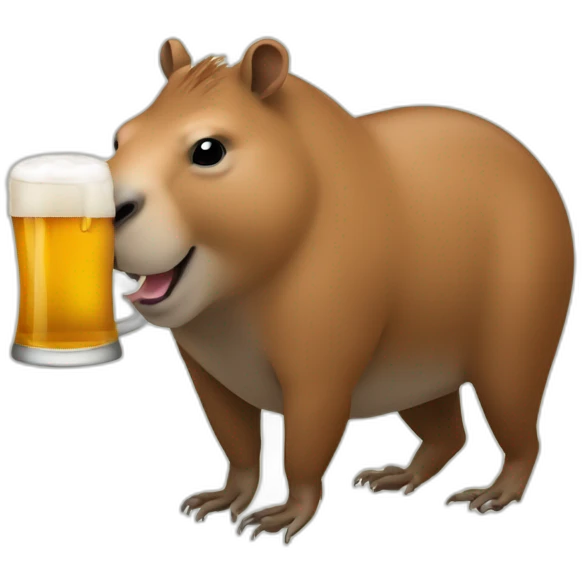 Un capibara qui bois une bière emoji