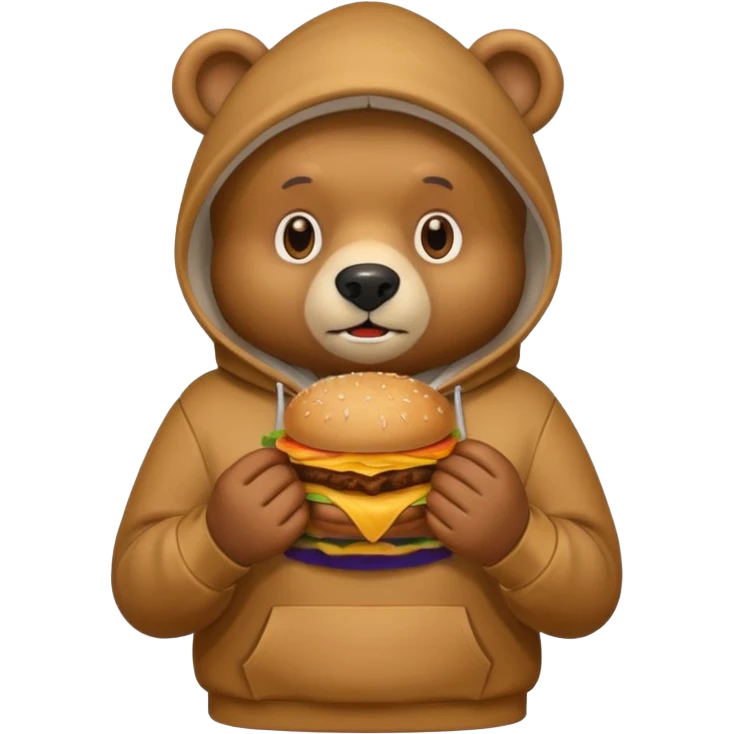 bear with hamburger wearing hoodie emoji