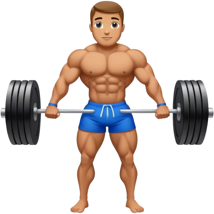 bodybuilder with blue shorts glute-bridges emoji