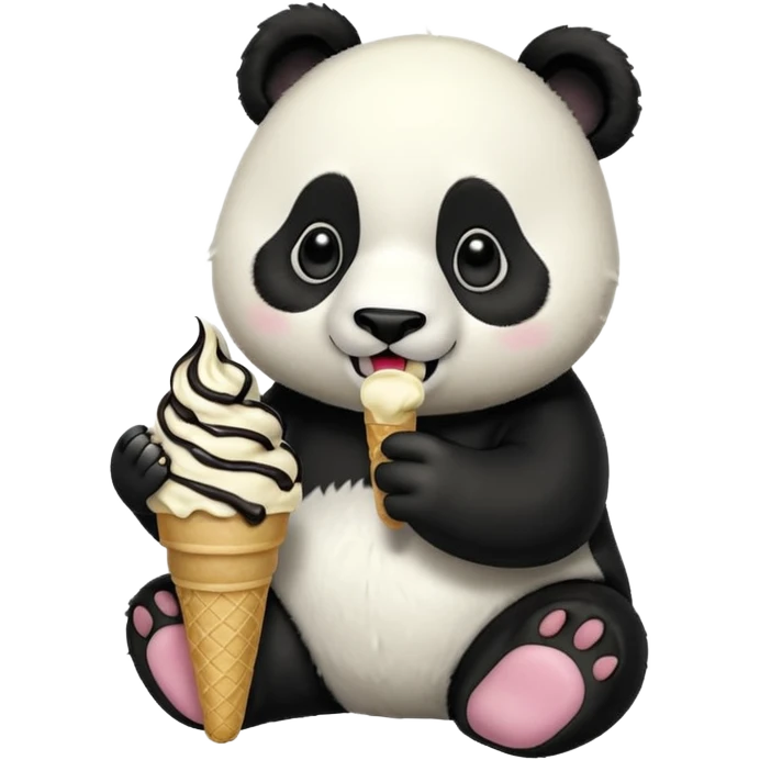 Panda eating ice cream emoji