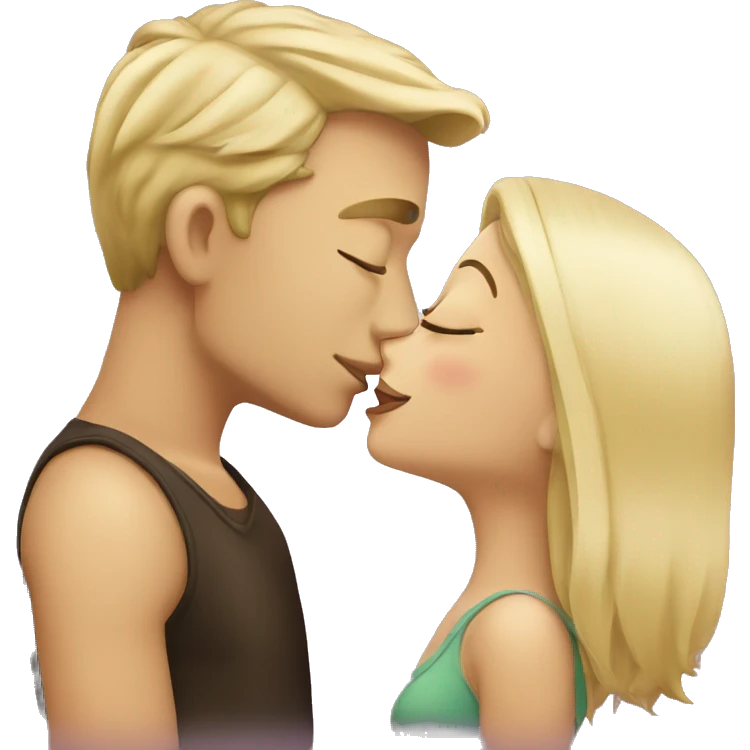Kiss blonde girl and man emoji