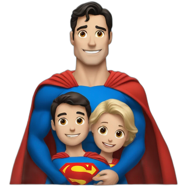 superman with two kids emoji