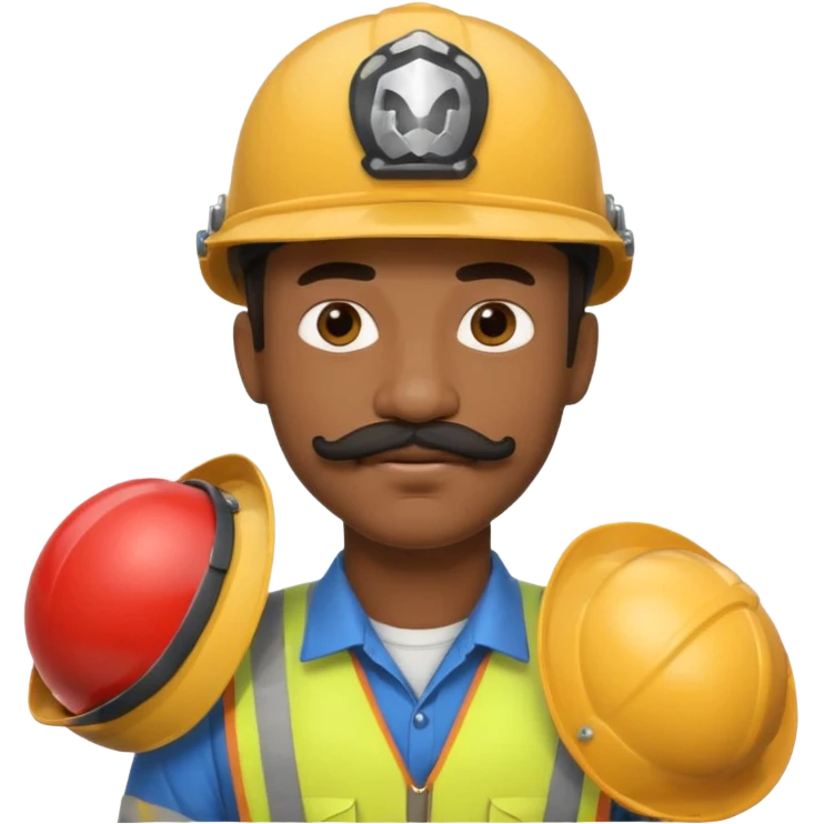 Mustached astronaut  black man holding helmet emoji