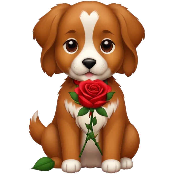 a dog with rose emoji