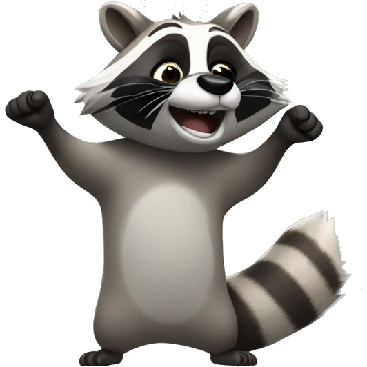 The raccoon waves its paw emoji
