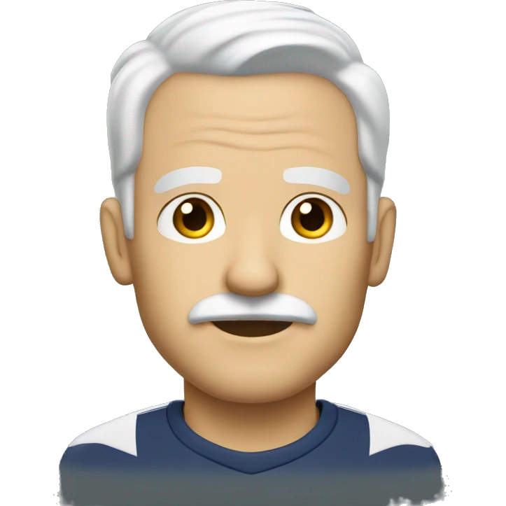 coach with white hair, mustache and small goatee emoji