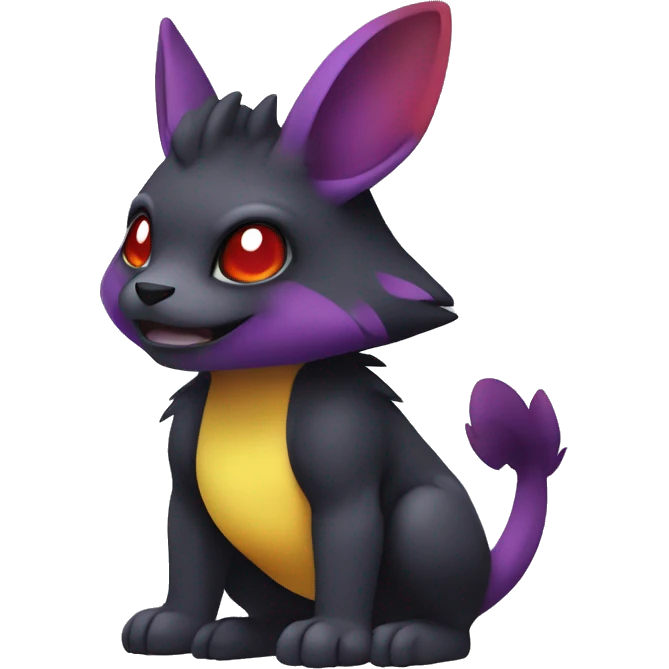 Cute cool dark black red purple yellow animal hybrid Fakemon full body emoji