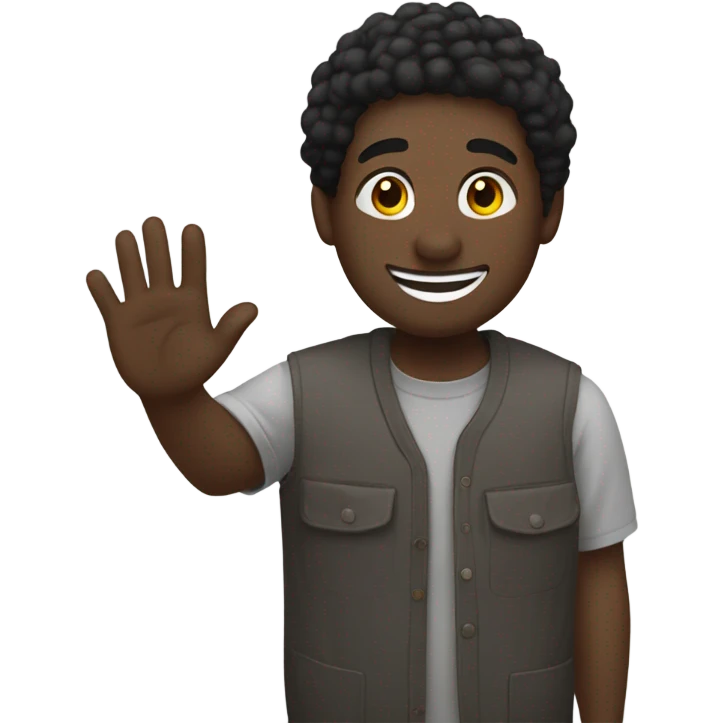 Blk man with a koofi saying hi to a friend emoji