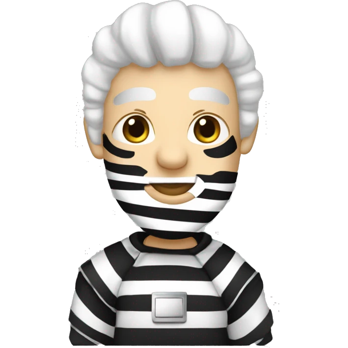 Prisionero blanco con banda negra en los ojos y vestido de rayas blancas y negras  emoji