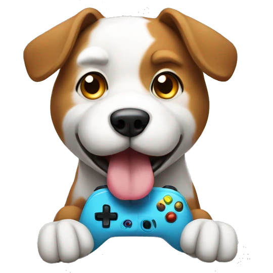 Dog playing video games emoji