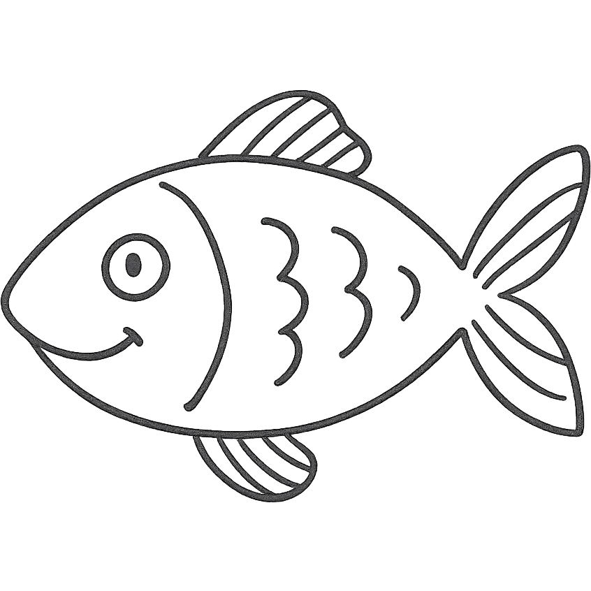fish, whimsical and playful, hand drawn icon style emoji
