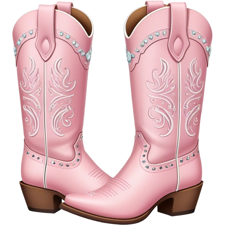 Light pink and white lined cowgirl boots with rhinestones  emoji