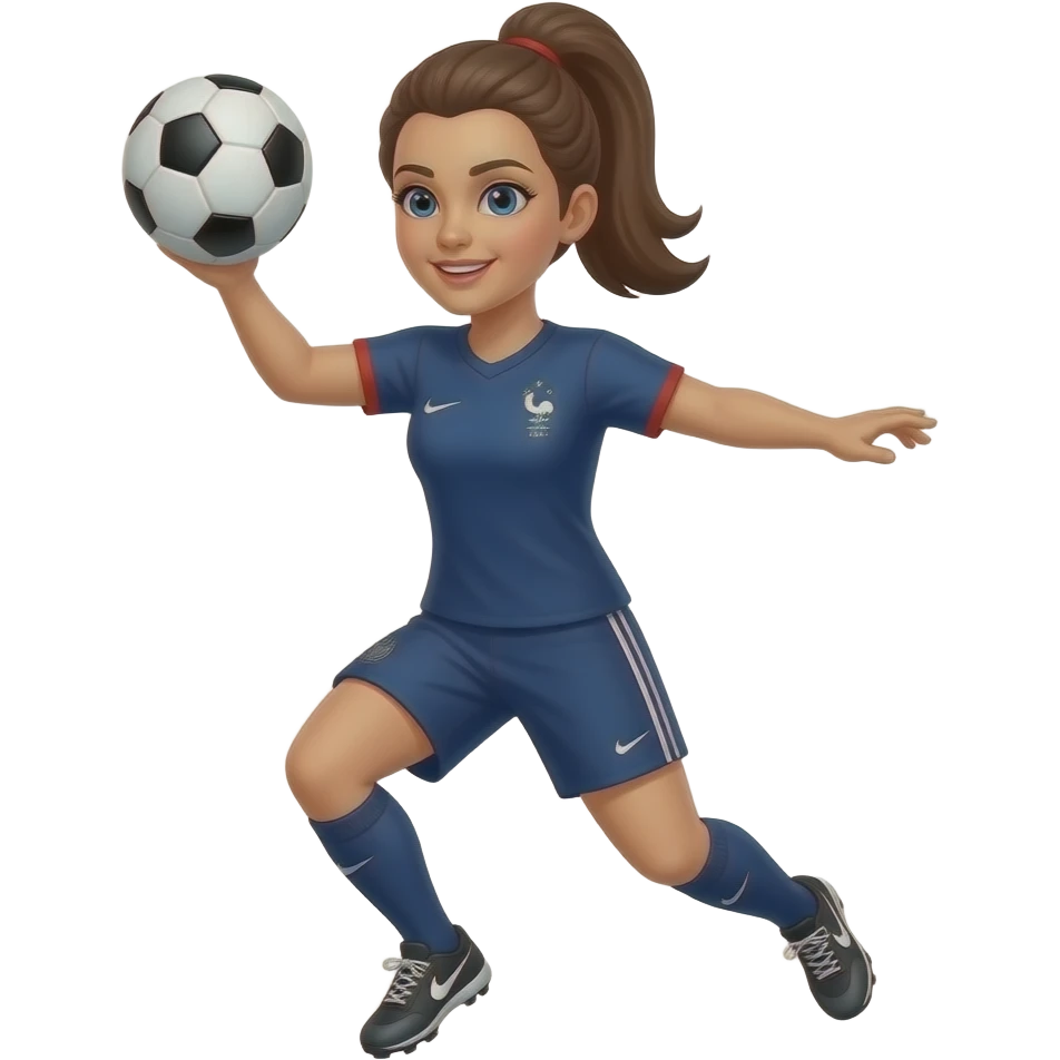 A woman playing soccer in France who does a chest trap with the ball. emoji