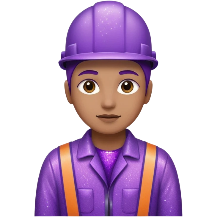 industrial worker wearing glitter purple glittery clothes emoji