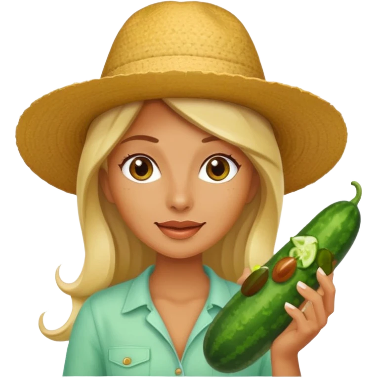 Egy nő árulja az uborkát ami rezeg emoji