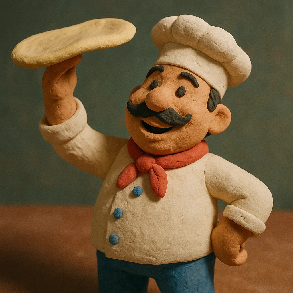 smiling Italian chef spinning pizza dough emoji