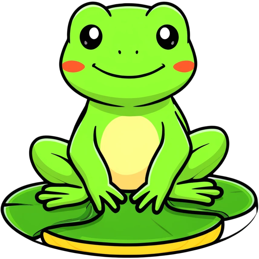 cartoon frog sitting on lily pad emoji