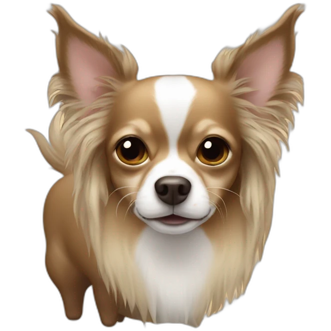 Long hair sand chihuahua with a bison emoji