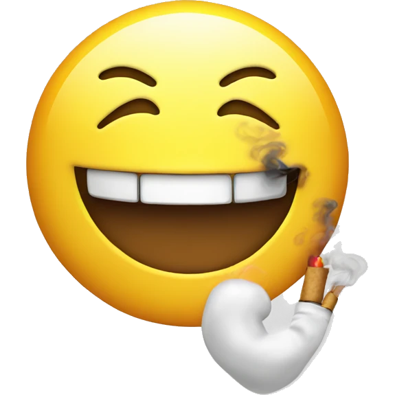Smiley face that’s happy and smoking  emoji