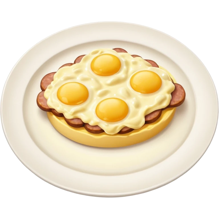 Scrambled Eggs with sausage on a plate  emoji