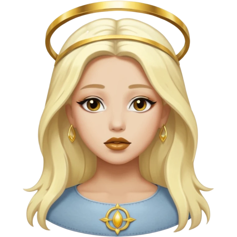 Rosalia (the singer) virgin. (Use lux album cover as reference). Hais bleached halo in hair and gold lips emoji