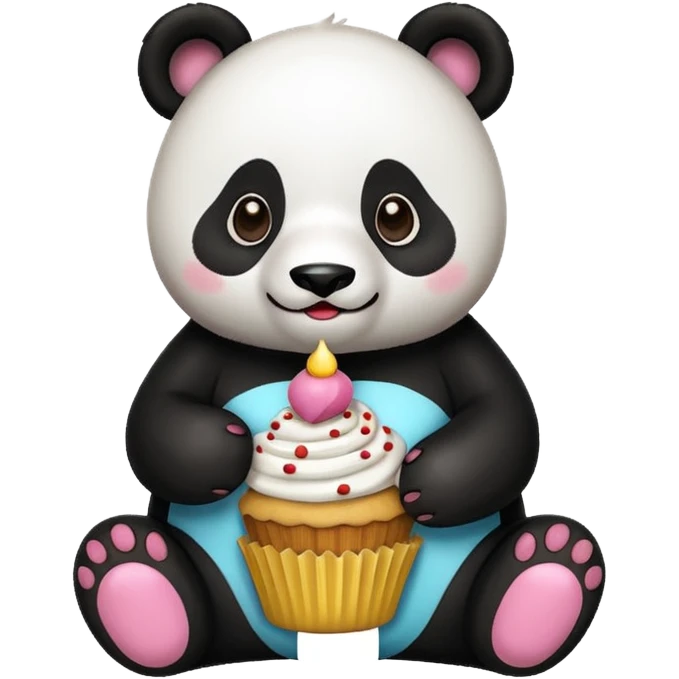 panda with cupcake emoji