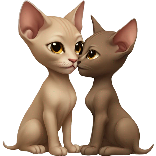 beige Sphinx cat and girl with long brown hair kissing it emoji