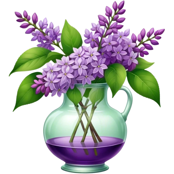 Lilacs in a clear vintage glass vase emoji