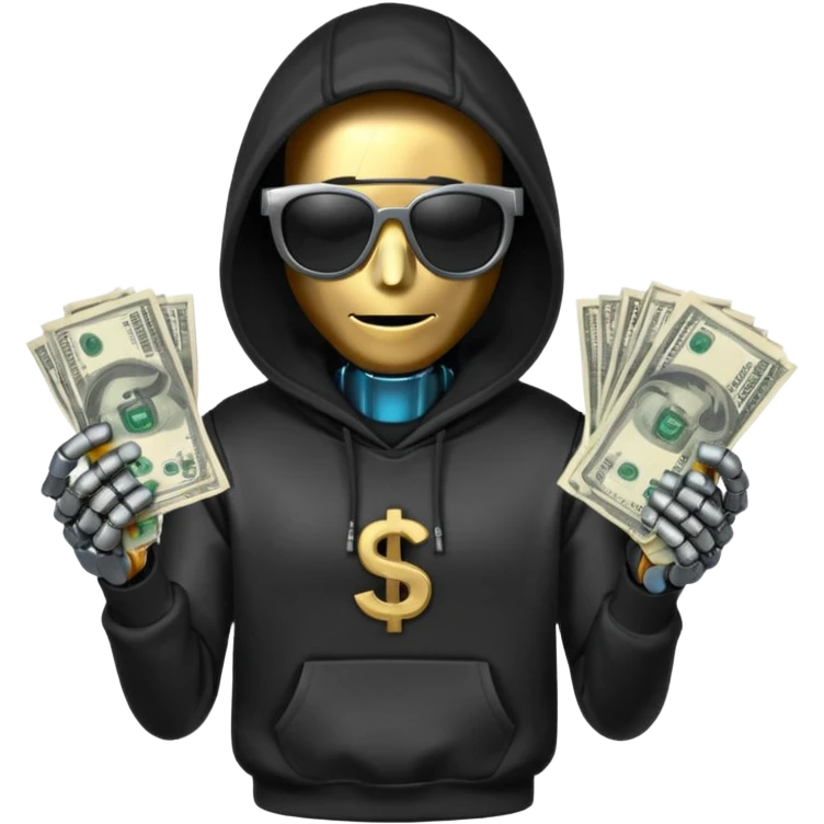 hoodie, sunglasses, money ROBOT emoji