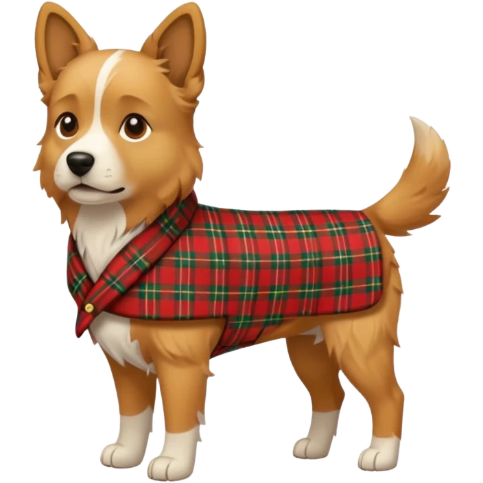 Scottish dog dressed with a little tartan coat emoji