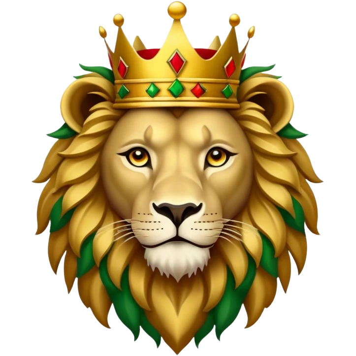 Emblem of the Lion of Judah, proud lion with a crown and traditional Ethiopian colors emoji