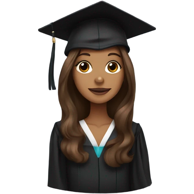 Brown haired white girl in graduation cap holding black long haired dachshund  emoji