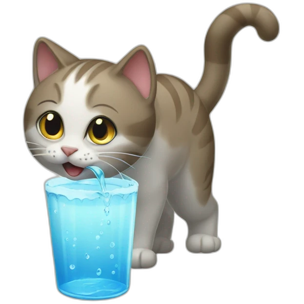 Cat with water being poured on it emoji